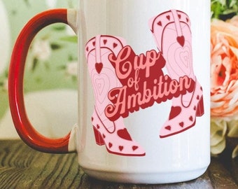 Kubek Cup of Ambition, Czerwony kubek, Kubek Cowgirl, Kubek Dolly, Prezenty dla niej, Uroczy kubek Cowgirl, Kubek Cup of Ambition