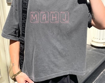 Mahjongcadeau, mahjongshirt, boxy T-shirt, comfortkleuren, cadeaus voor haar, comfortkleuren Pepper, shirt Mahj