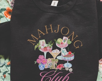 Mahjong Trinkt Sweatshirt, Mahjong Geschenke, Mahjong Club Sweatshirt, Geschenke für Mahjong-Liebhaber, Mahjong Zubehör
