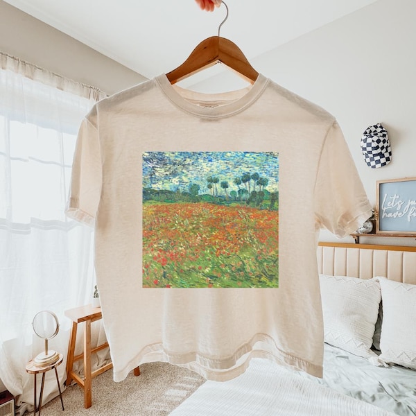 Comfort Colors Vincent Van Gogh Boxy Tee Field of Poppies Art T Shirt Van Gogh T-shirt Artist Gifts Gifts for Her