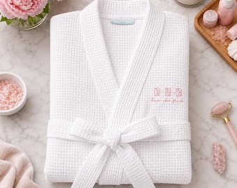 Bestickter Mahjong-Bademantel, 369 Bam She Fine, Geschenk für Mahjong-Liebhaber, Geschenk für Sie, Waffelpiqué-Bademantel
