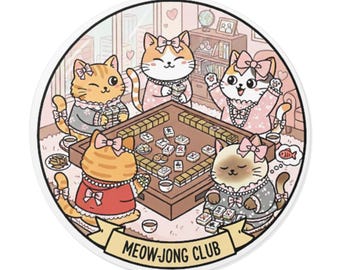 Mahjong kattklistermärke present till Mahjong-älskare, Mjau - Jongklubb