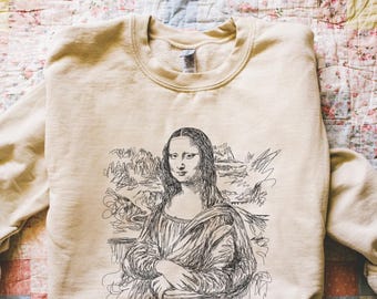 Mona Lisa Sweatshirt, Line Art Sweatshirt, Gifts for Her, Gifts for Him, Artist Gifts, Mona Lisa Shirt