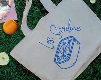 Sardines, draagtas ingeblikte vis, grote draagtas, draagtas sardines, cadeaus voor haar, trendy tas, canvas draagtas, Fisherman Core