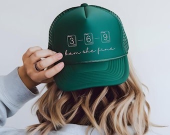 369 Bam She Fine Embroidered Mahjong Hat, Mahjong Trucker Hat, Green Trucker Hat, Mahjong Hat, Mahjong Gifts, Gifts for Her