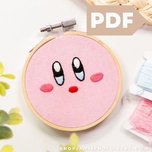 Kawaii Embroidery Design | Video Game Gifts | Hand Embroidery Pattern | Needlework Gift | Cute Video Game Decor | Pink Cozy Gamer Embroidery