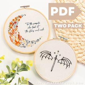 A Court of Thorns and Roses Embroidery Design | Night Court Bat Boys | PDF Pattern ACOTAR Merch | Illyrian Blade | Ataraxia | Two Pack