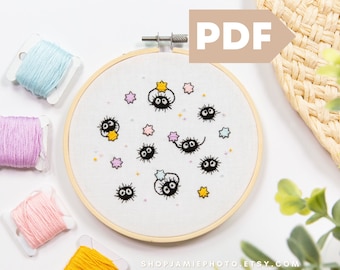 Anime Embroidery Design | Hand Embroidery Pattern | Needlepoint | Candy Stars | Digital Download | Manga Embroidery | Cute Anime Gifts