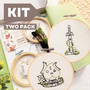 Legend of Zelda Embroidery Pattern KIT, 2 Pack | Tears of the Kingdom | Yahaha | Breath of the Wild | Korok Seed | Hand Embroidery KIT