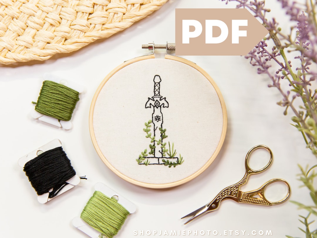 Zelda Master Sword Embroidery Pattern: Tears of the Kingdom (PDF