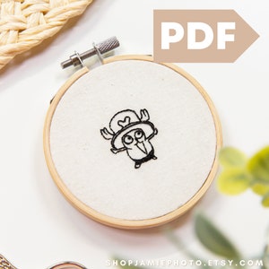 Anime Pirates Embroidery | Tony Tony Chopper Embroidery Pattern | Monkey D Luffy | Straw Hat Pirates | Needlework PDF | Mugiwara