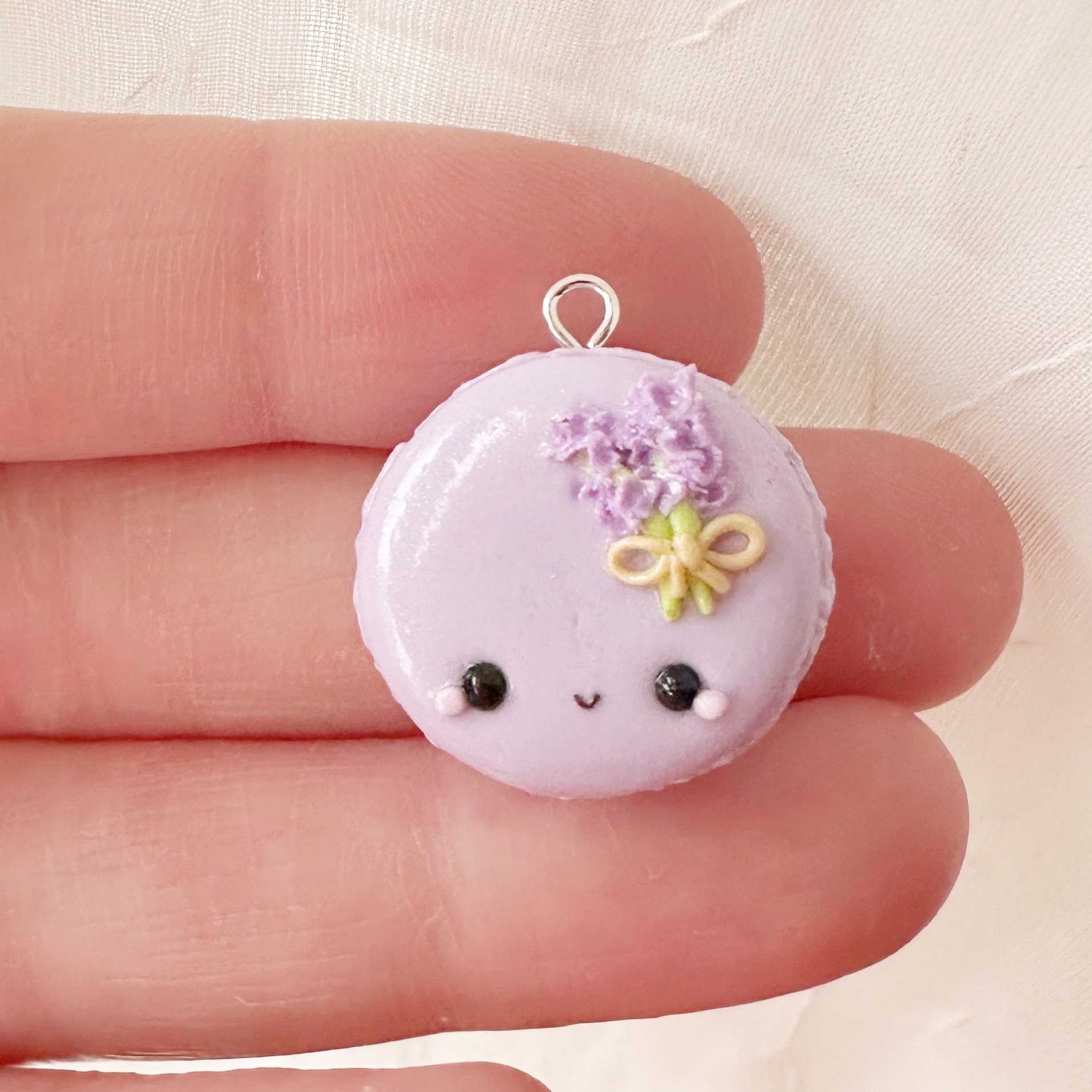 Lavender Macaron Kawaii Charms Polymer Clay Charm Stitch Marker 