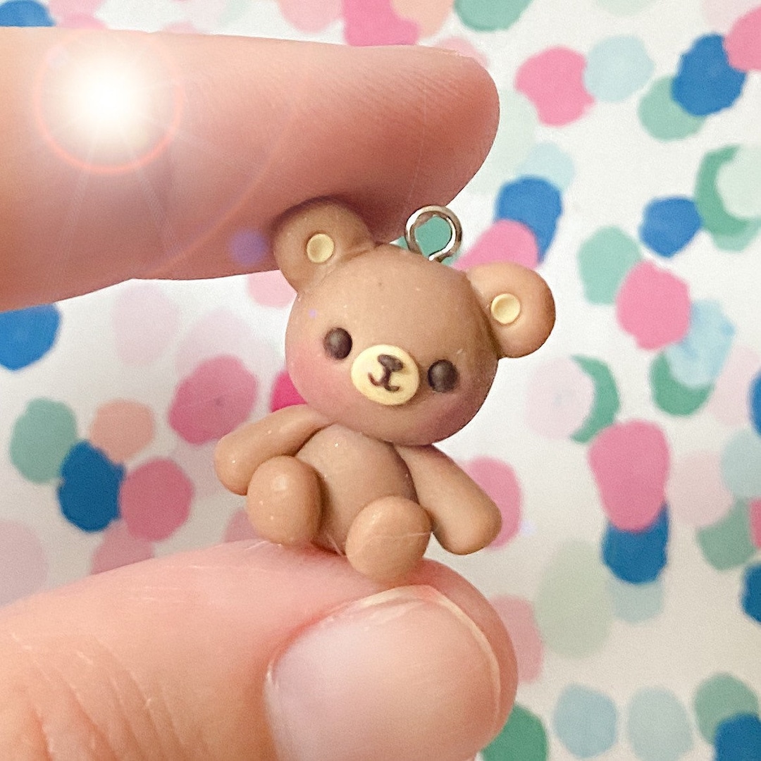 Teddy Bear Charm Polymer Clay Charm Stitch Marker Etsy