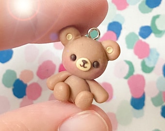 Dije de osito de peluche - Dije de arcilla polimérica - Marcador de punto