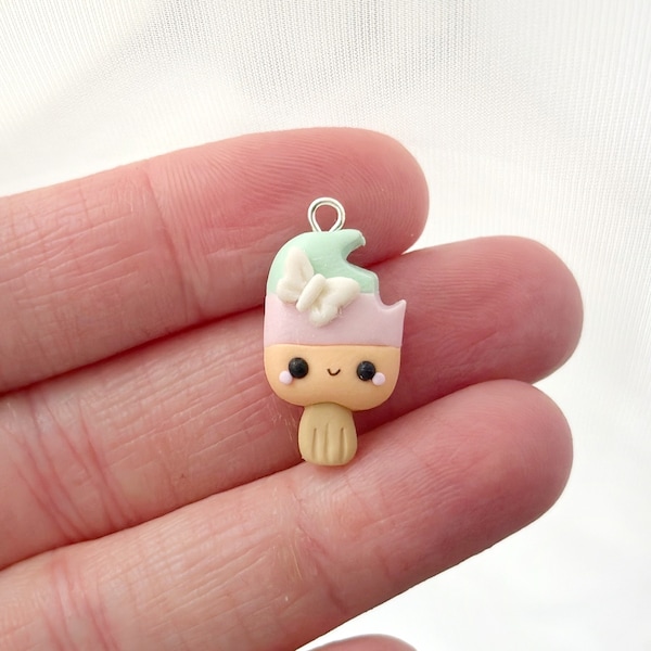 Spring Butterfly Popsicle Kawaii Charm- Polymer Clay Charm- Stitch Marker