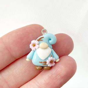 Pingente de gnomo em formato de flor de cerejeira Sakura - Argila de polímero Kawaii - Marcador de pontos
