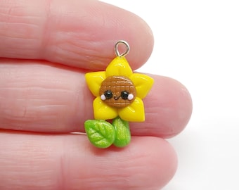 Sunflower Clay Charm- Polymer Clay Charm- Stitch Marker