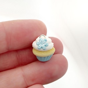 Mini Snowflake Cupcake-Polymer Clay Charm-Stitch Marker
