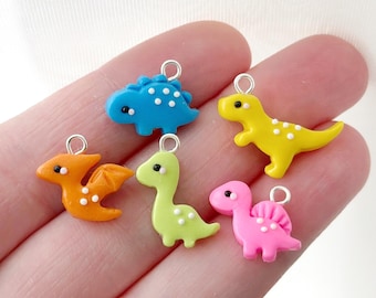 Prehistoric Party Dinosaur Clay Charm- Polymer Clay Charm- Stitch Marker