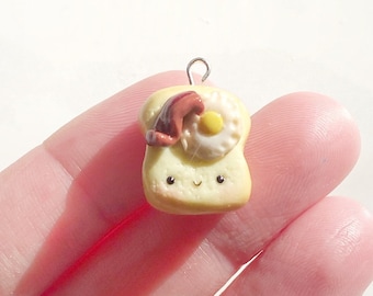 Kawaii Bacon/Egg Toast- Polymer Clay Charms