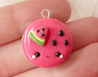 Watermelon Macaron Kawaii Charms- Polymer Clay Charm- Stitch Marker