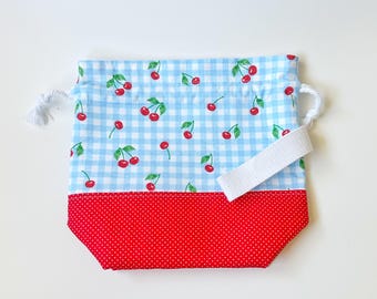 Cherry Gingham Premium Project Bag 8.5 x 6 x 3.5