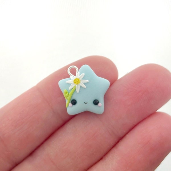 April Birth Month Flower Daisy Clay Charm- Polymer Clay Charm- Stitch Marker