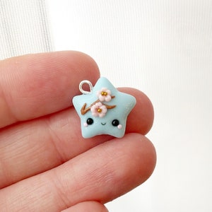 Sakura Cherry Blossom Kawaii Star Charm-Polymer Clay Charm-Kawaii Clay Charm