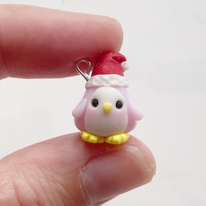 Pink Penguin Kawaii Charm- Polymer Clay Charms- Stitch Markers