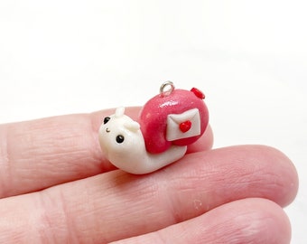 Valentines Day Snail- Polymer Clay Kawaii Charm- Stitch Marker