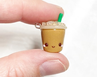 Iced Coffee Kawaii Charm- Polymer Clay Charm- Stitch Marker