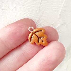 Orange Shimmer Autumn Leaf Clay Charm- Polymer Clay Charm- Stitch Marker