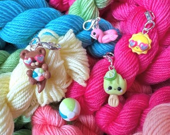Pool Party Moonglow Yarn Co. Collab Clay Charm- Polymer Clay Charm- Stitch Marker