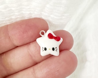 Cartoon Cat Clay Charm- Polymer Clay Charm- Stitch Marker