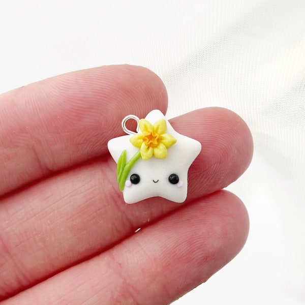 March Birth Month Flower Daffodil Clay Charm- Polymer Clay Charm- Stitch Marker