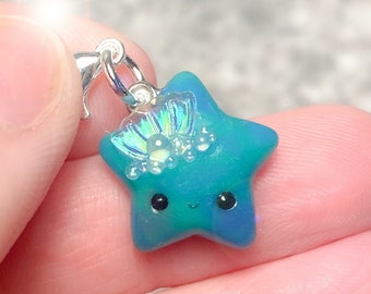 Mermaid Star Charm-Polymer Clay Charm-Stitch Marker