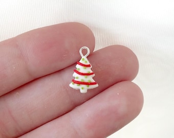 Mini dije de pastel de árbol de Navidad - Dije de arcilla polimérica - Marcador de punto
