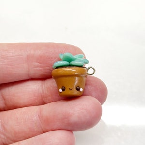 Potted Succulent Kawaii- Polymer Clay Charms- Stitch Marker