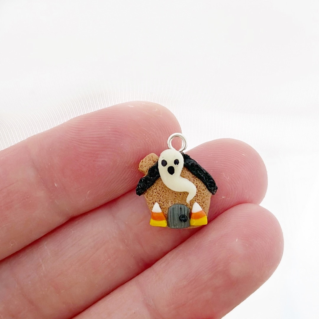 Haunted Mini Gingerbread Ghost House Clay Charm- Polymer Clay Charm ...