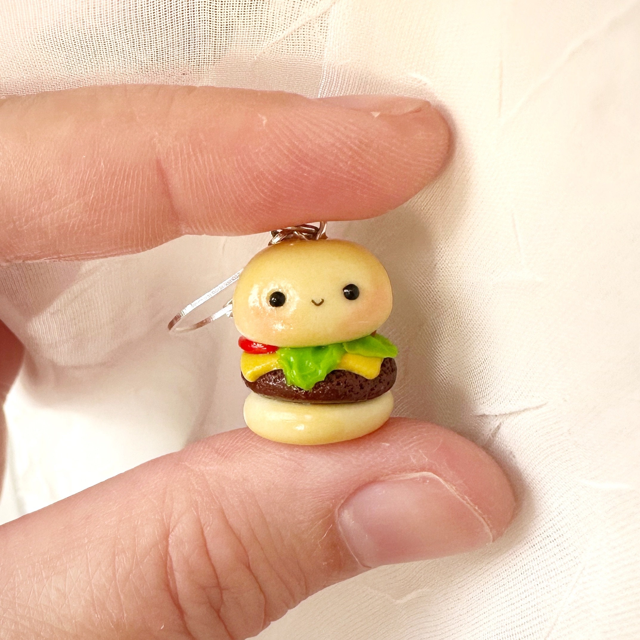 Burger Polymer Clay Charm - Miniature Food Charms - Kawaii Food Charm