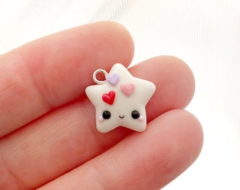 Valentines Day Heart Star Charm- Kawaii Polymer Clay Charm- Stitch Marker