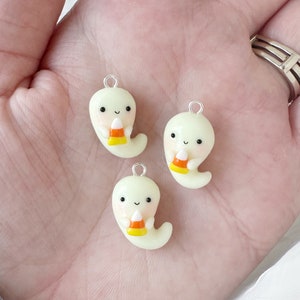 Glow In The Dark Ghost Kawaii Charm-Polymer Clay Charm-Stitch Marker