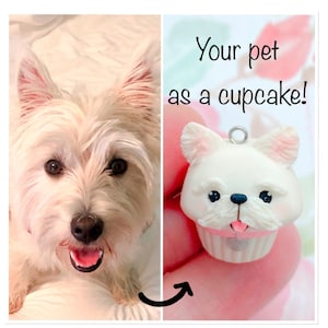 Custom Pet Cupcake- Kawaii Polymer Clay Charm- Stitch Marker