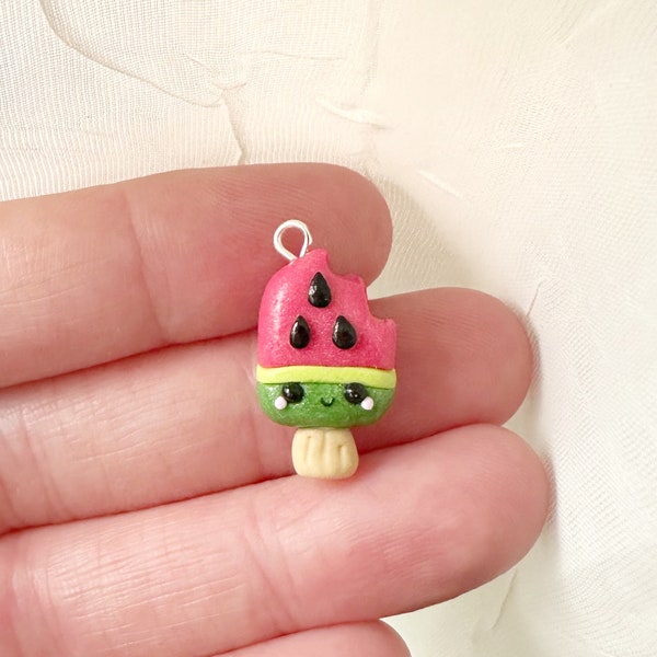 Watermelon Popsicle Kawaii Charm- Polymer Clay Charm- Stitch Marker