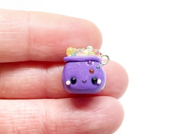Kawaii Cauldron Charm- Polymer Clay Charms- Stitch Marker