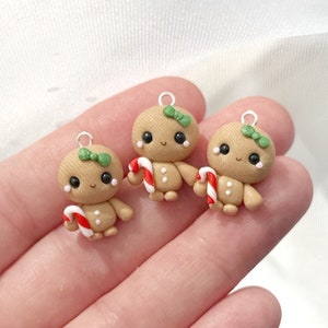 Kawaii Gingerbread Mini- Polymer Clay Charms- Stitch Markers