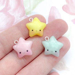 Kawaii Gemstone Stars- Polymer Clay Charms