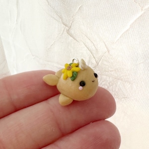 Amuleto de Argila de Narval de Girassol - Amuleto de Argila de Polímero Kawaii - Marcador de Ponto