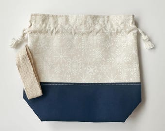 Navy Snowflake Premium Project Bag 8.5 x 6 x 3.5