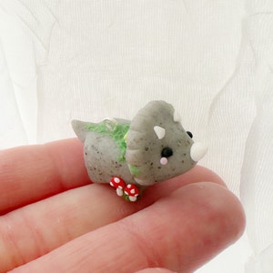 Cottage Triceratop Dinosaur Clay Charm- Polymer Clay Charm- Stitch Marker